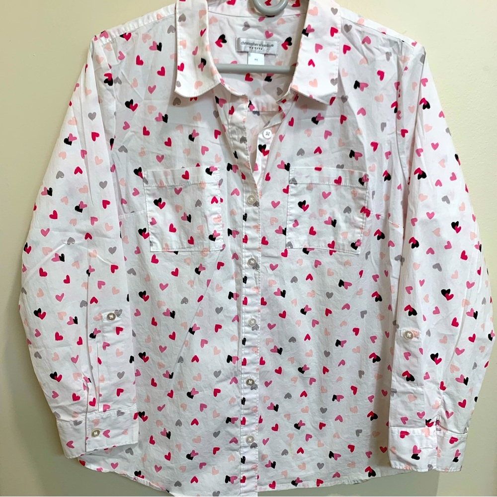 Christopher & Banks Petite Heart Button down shirt.